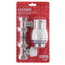 Комплект для підключення радіатора 1/2'' (прямий) з термоголовкою Koer KR.1321 (KR2659)