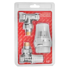 Комплект для підключення радіатора Koer SET-23 - 1/2'' кутовий з термоголовкою, клікове кріплення (KR5284)