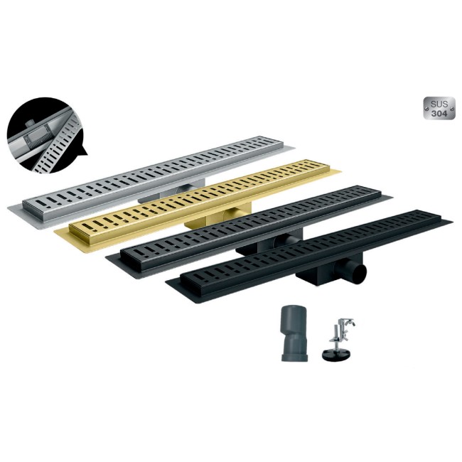 Душовий трап із нержавіючої сталі SUS304 Koer FD35-70x500 (Чорний) (AC0624)