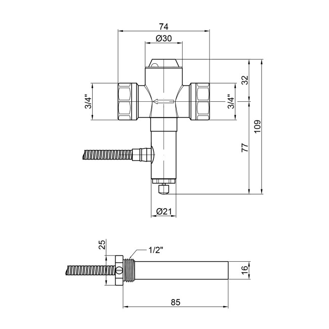 Клапан теплового сброса Icma 3/4" №608