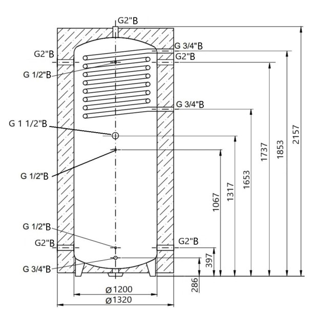 Теплоаккумулятор Thermo Alliance TAI-10 2000 с теплообменником 1,4 кв. м с изоляцией 60 мм