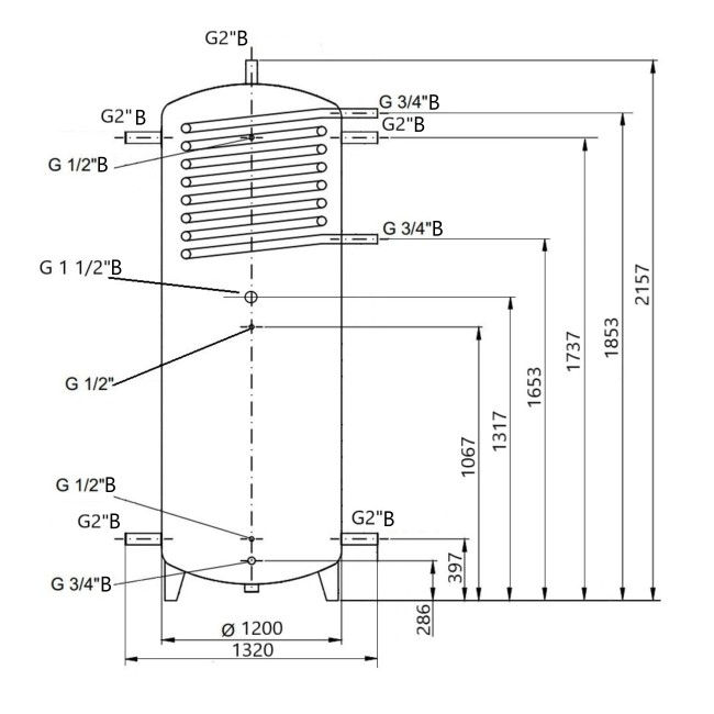 Теплоаккумулятор Thermo Alliance TAI-10 2000 с теплообменником 1,4 кв. м без изоляции