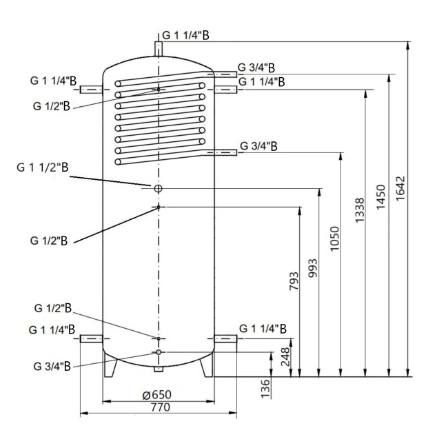 Теплоаккумулятор Thermo Alliance TAI-10 500 с теплообменником 1,4 кв. м без изоляции