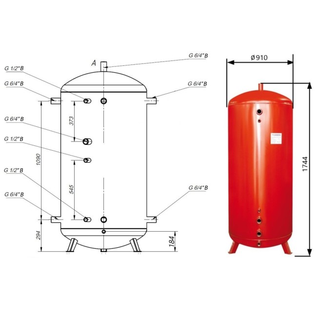 Теплоаккумулятор Thermo Alliance TA-ТАМ-00 750 без изоляции