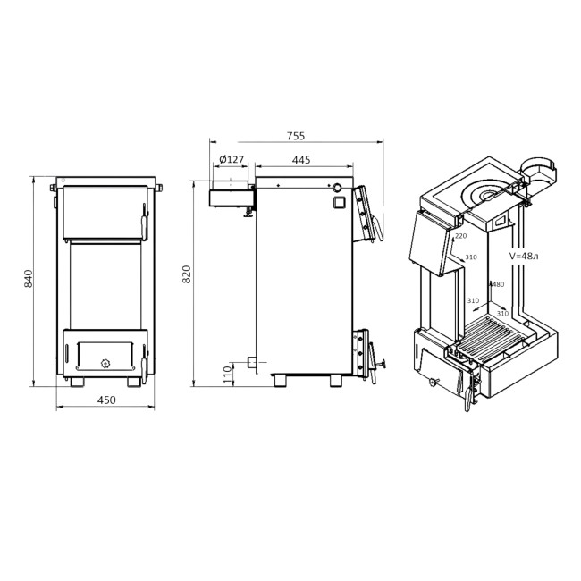 Котел твердотопливный стальной Thermo Alliance Magnum V 4.0 SSF 12 с конфоркой (3 мм)