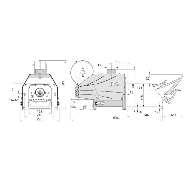 Горелка пеллетная Thermo Alliance Evo 45 кВт в комплекте с шнеком 1.5м
