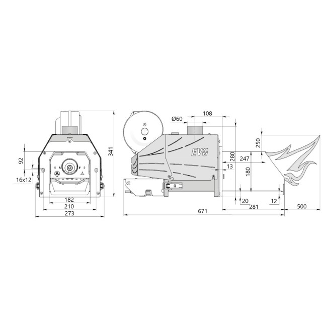 Горелка пеллетная шамотированая Thermo Alliance Evo 90C кВт в комплекте с шнеком 1.5м
