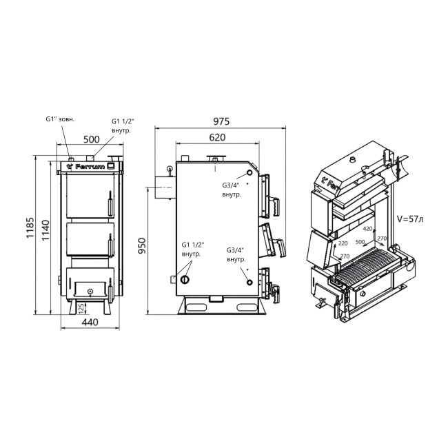 Котел твердотопливный стальной Thermo Alliance Ferrum V 5.0  FSF 16