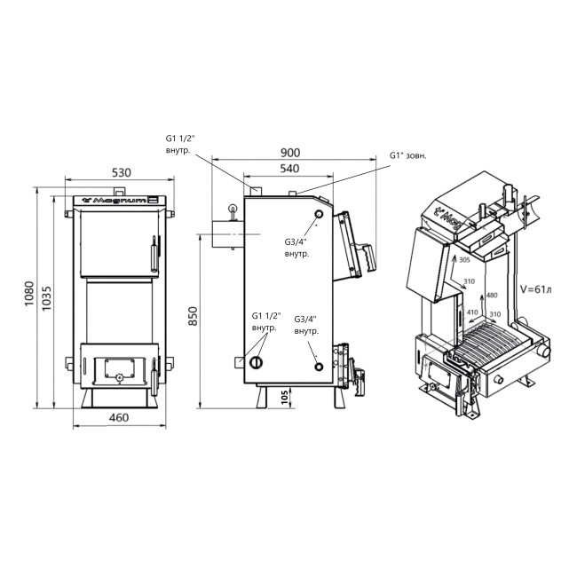 Котел твердотопливный стальной Thermo Alliance Magnum V 5.0 SF 16