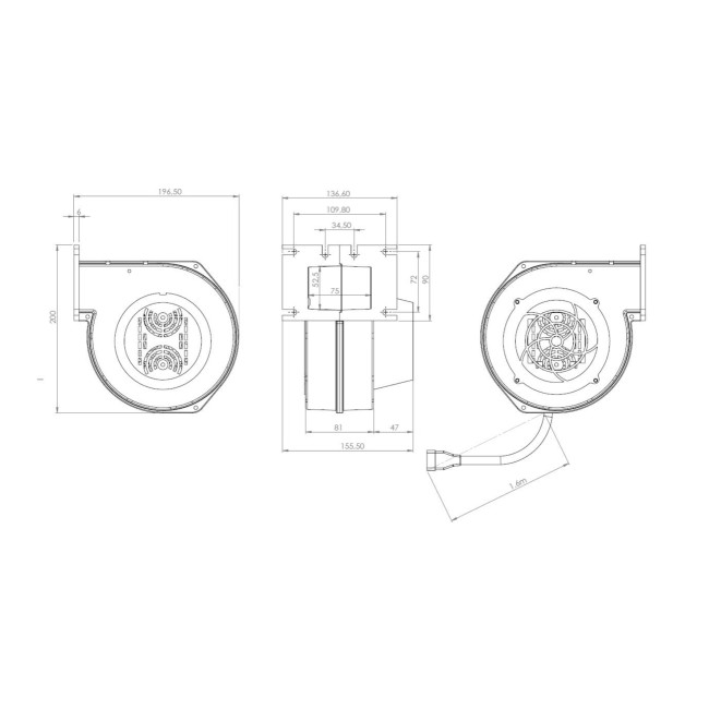 Вентилятор Thermo Alliance TA100 для котла до 30 кВт, 80Вт, 180 м. куб.