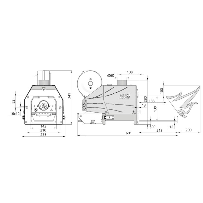 Горелка пеллетная Thermo Alliance  EVO 60 в комплекте с шнеком 1,5 м и контроллером Pelet-1
