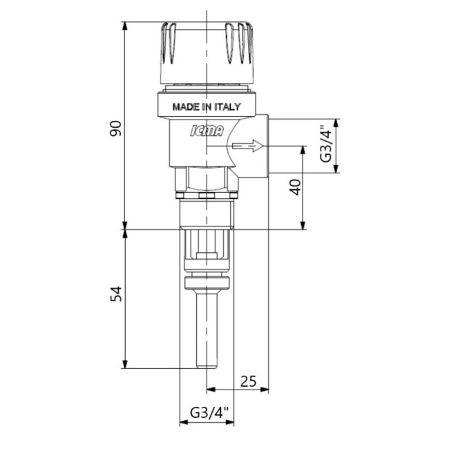 Предохранительный клапан температуры и давления Icma 3/4" №266
