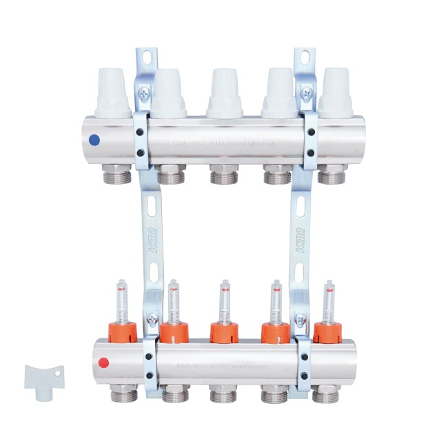 Коллектор Icma 1" 5 выходов, с расходомерами №K013