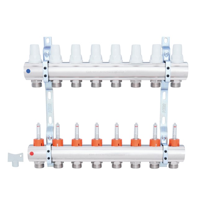 Коллектор Icma 1" 8 выходов, с расходомерами №K013
