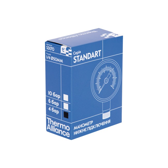 Манометр Thermo Alliance Standart 50 мм 1/4", нижнє підмикання SD1704B