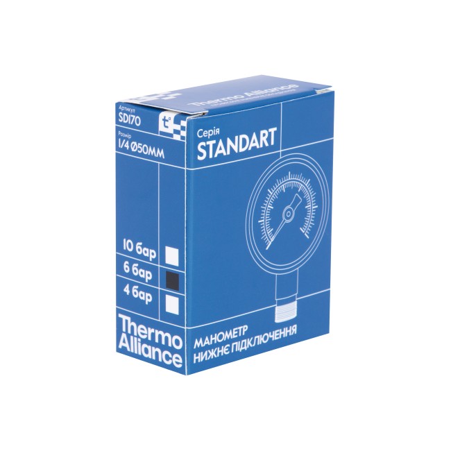 Манометр Thermo Alliance Standart 50 мм 1/4", нижнє підмикання SD1706B