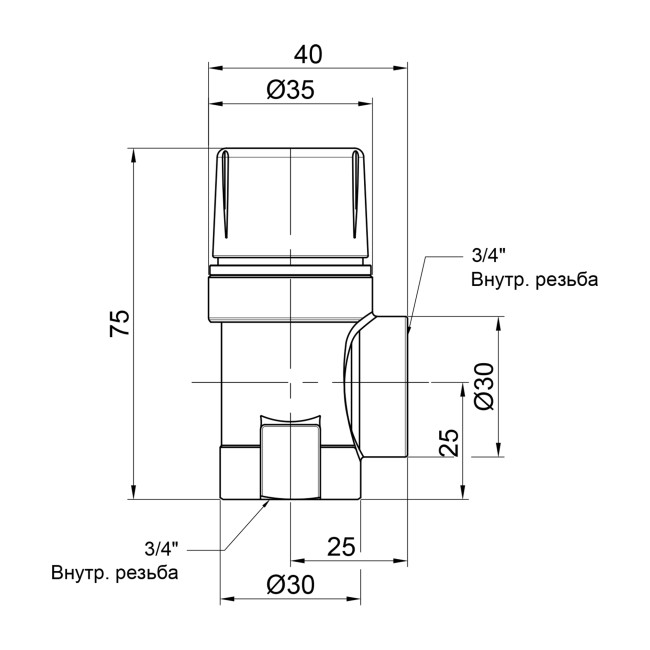 Предохранительный клапан Icma 3/4" ВР 2,5 бар №241