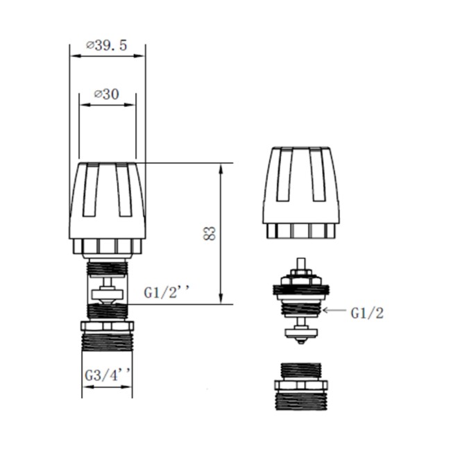 Кран термостатический Thermo Alliance Standart 1/2"х3/4" з ручкой для коллектора SFE009