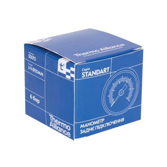 Манометр Thermo Alliance Standart 6 бар 1/4" , заднє підмикання SD1716B