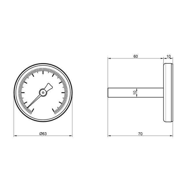 Термометр Thermo Alliance Standart 120°С 63 мм 1/2", заднє підмикання SD17450MM