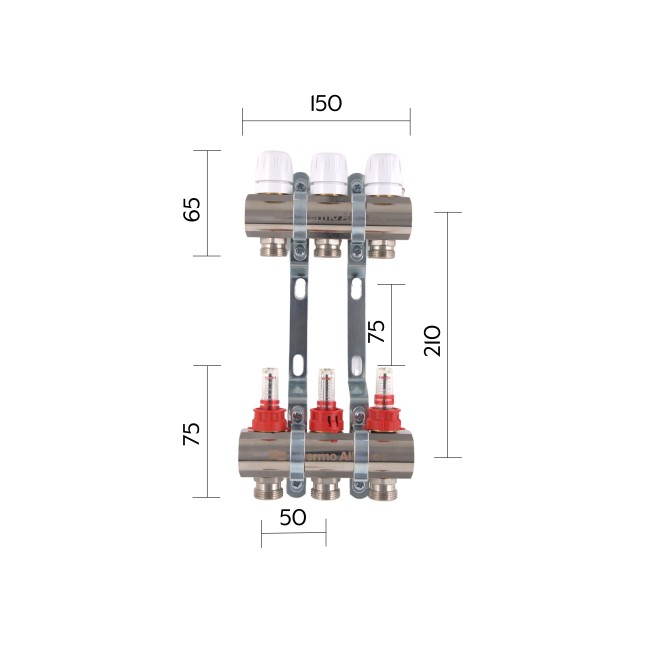 Коллектор с расходомерами Thermo Alliance Standart 1" 3 выхода SD235W3