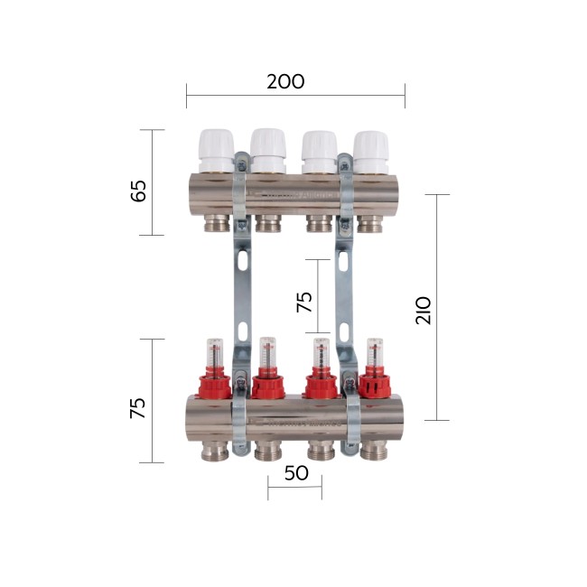 Коллектор с расходомерами Thermo Alliance Standart 1" 4 выхода SD235W4