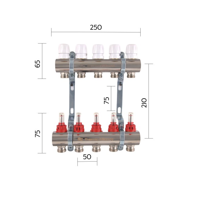 Коллектор с расходомерами Thermo Alliance Standart 1" 5 выхода SD235W5