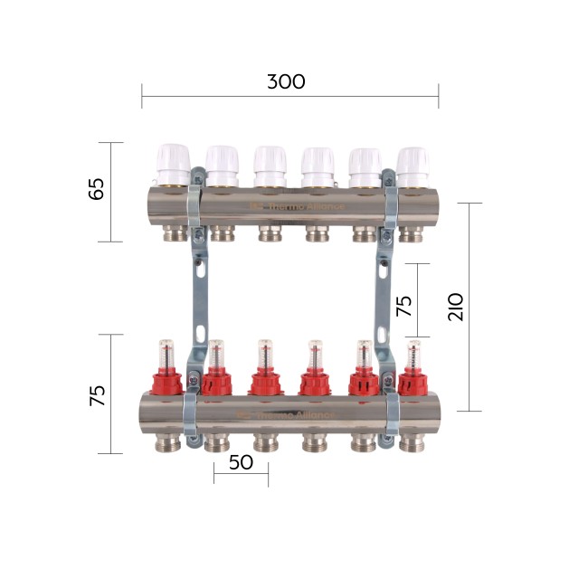 Коллектор с расходомерами Thermo Alliance Standart 1" 6 выходов SD235W6