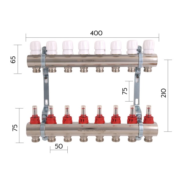Коллектор с расходомерами Thermo Alliance Standart 1" 8 выходов SD235W8