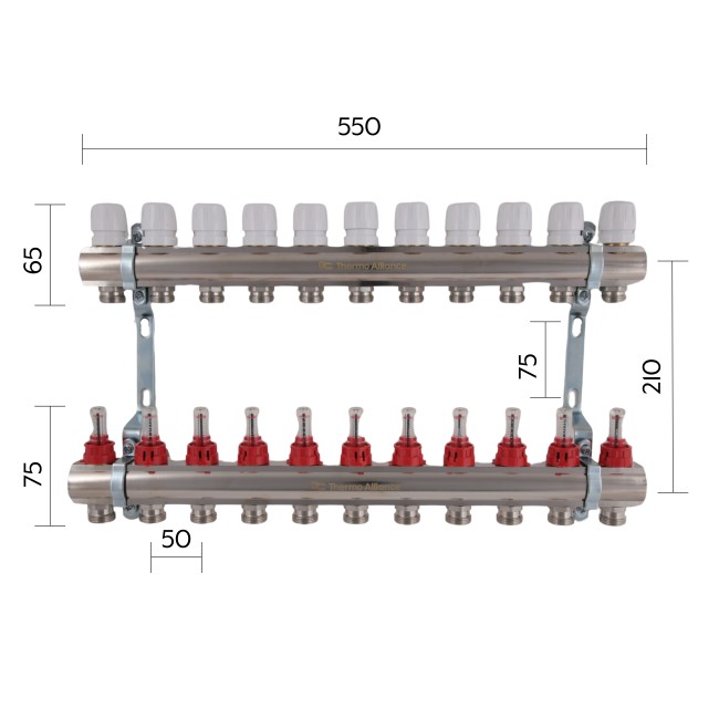 Коллектор с расходомерами Thermo Alliance Standart 1" на 11 выходов