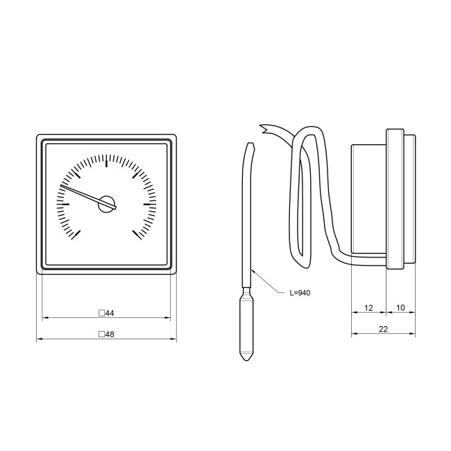 Термометр капілярний Thermo Alliance Standart  48х48 мм SD176