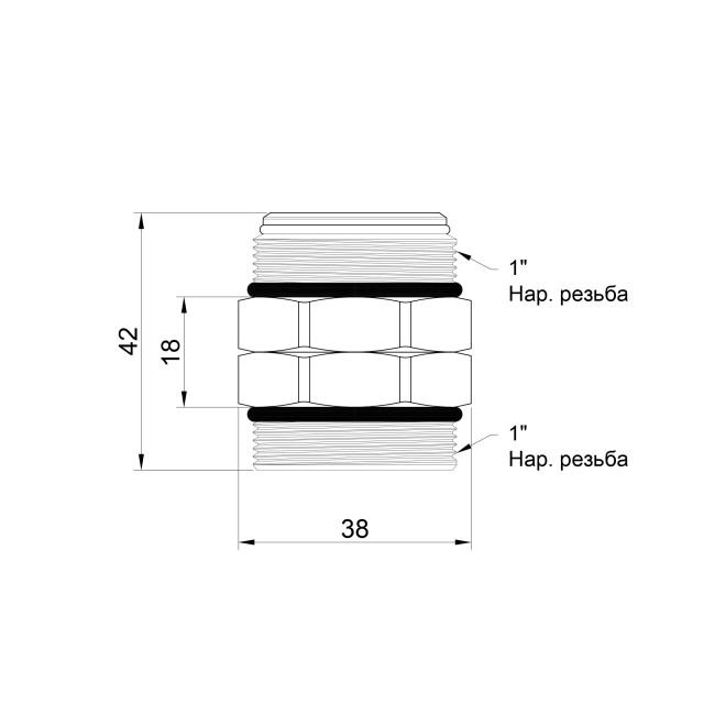 Ниппель промежуточный Icma 1" НР №198
