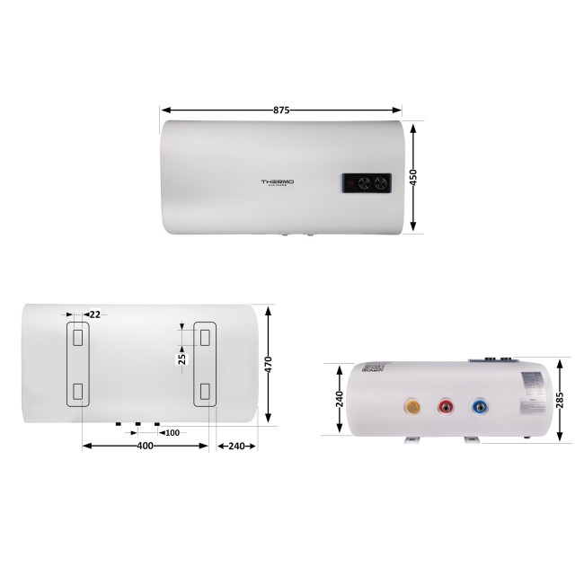 Водонагреватель электрический Thermo Alliance 50 л плоский горизонтальный, мокрый ТЭН 2 кВт (0,8+1,2) DT50H20G(PD)