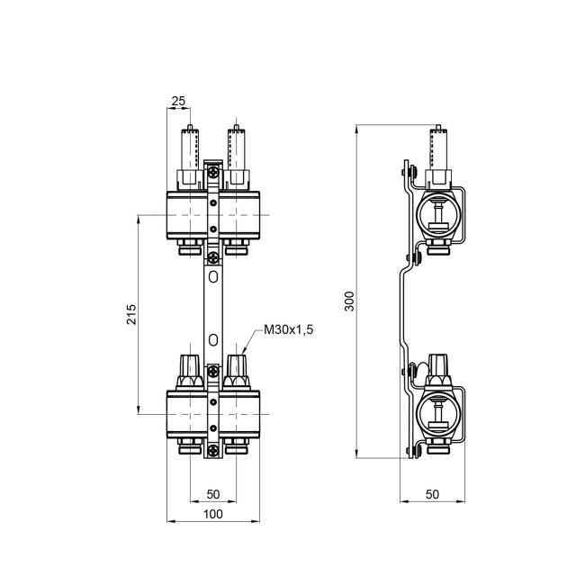 Колектор з витратомірами Thermo Alliance Forte 1" 2 виходи SF001W2