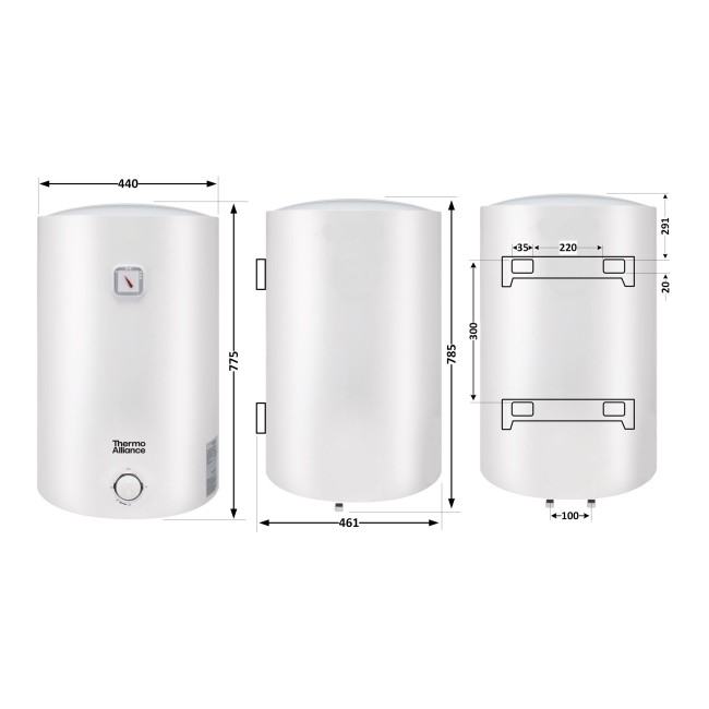 Водонагреватель электрический Thermo Alliance 80 л универсальный, мокрый ТЭН 1,5 кВт D80VH15Q3