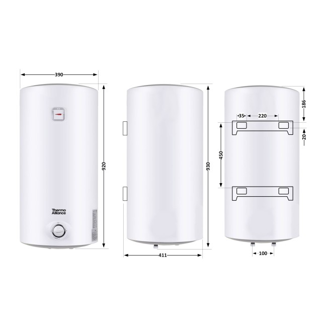 Водонагреватель электрический Thermo Alliance 80 л SLIM вертикальный, мокрый ТЭН 1,5 кВт D80V15Q2