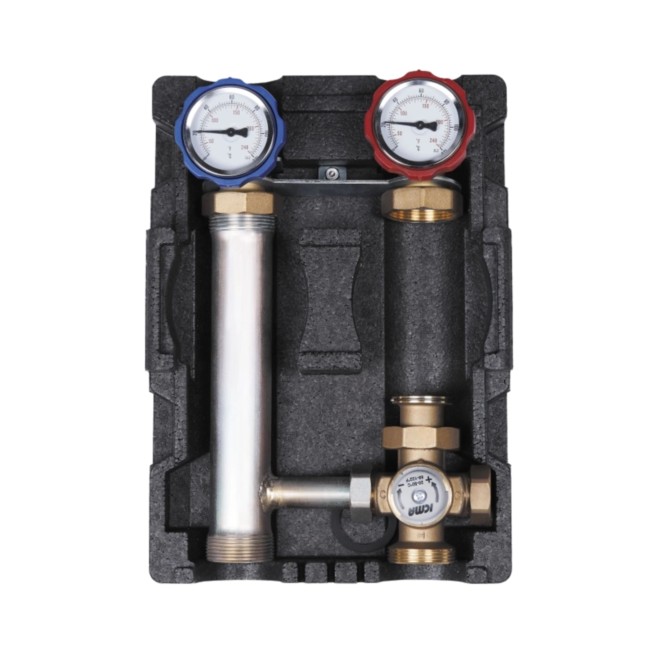 Насосная группа Icma 1" 1/2x3/4" подключение справа,  с термостатическим смесителем, без насоса  №R004