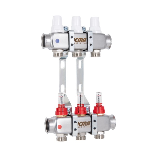 Коллектор с расходомерами (нерж.) 1"х3 Icma № К073