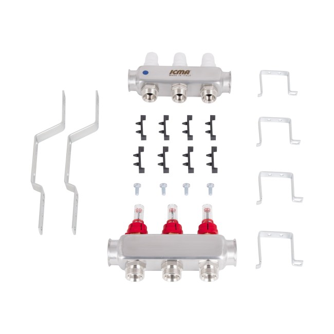 Коллектор с расходомерами (нерж.) 1"х3 Icma № К073