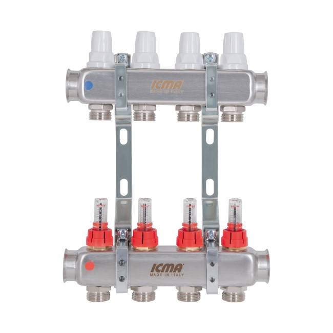 Коллектор с расходомерами (нерж.) 1"х4 Icma № К073