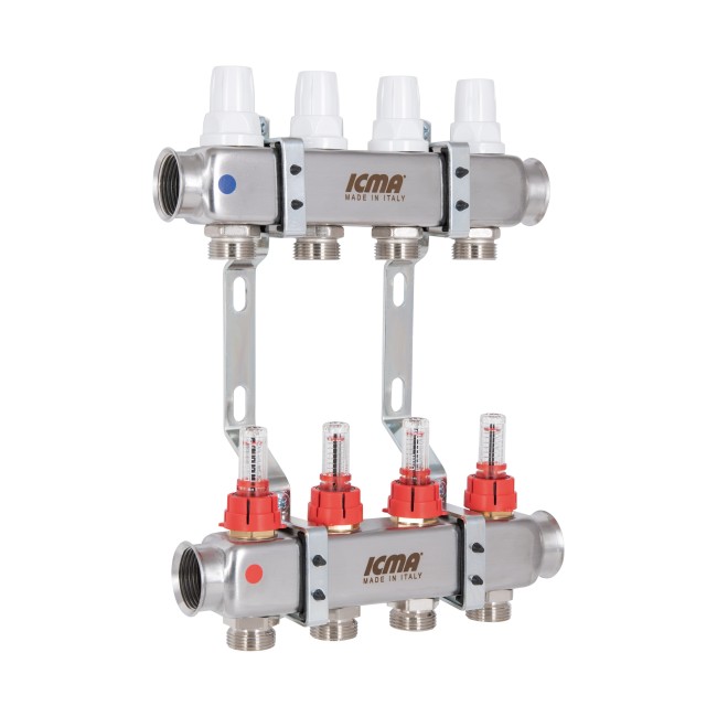 Коллектор с расходомерами (нерж.) 1"х4 Icma № К073