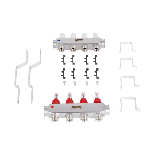 Коллектор с расходомерами (нерж.) 1"х4 Icma № К073