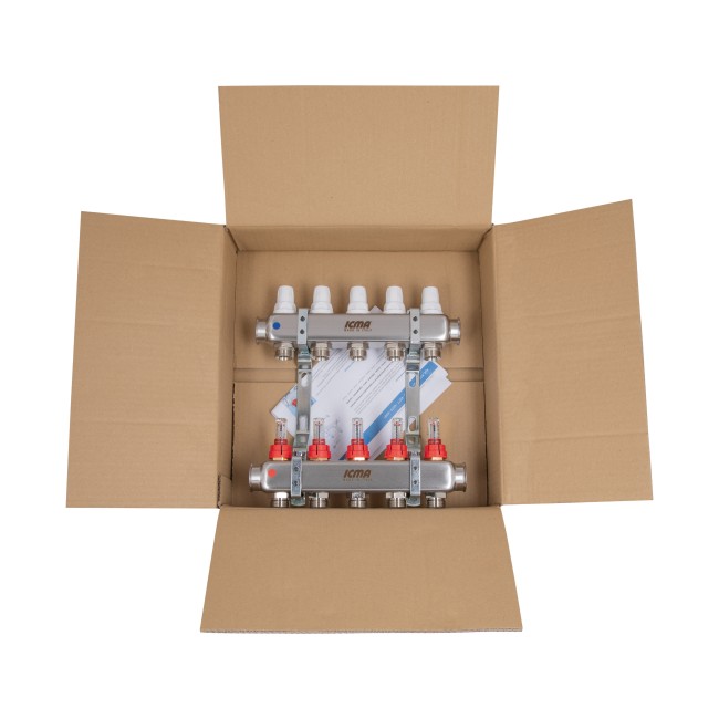 Колектор із витратомірами (нерж.) 1"х5 Icma № К073