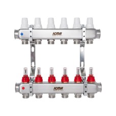 Коллектор с расходомерами (нерж.) 1"х6 Icma № К073