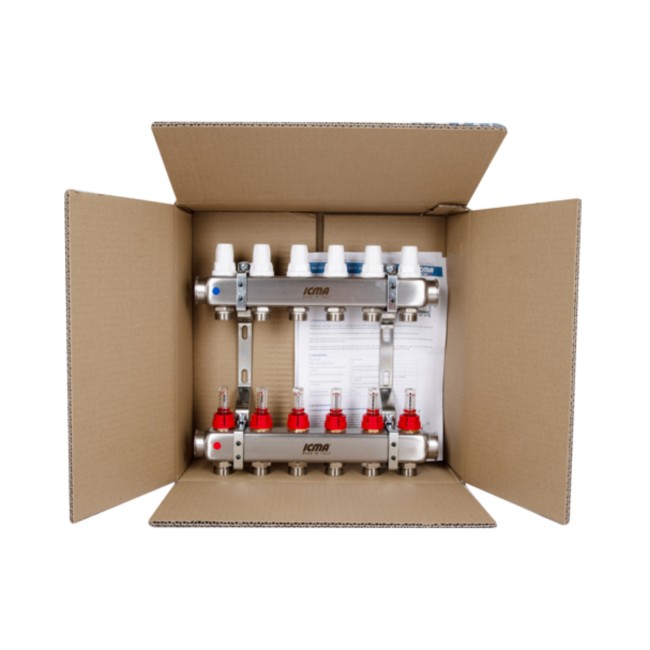 Коллектор с расходомерами (нерж.) 1"х6 Icma № К073