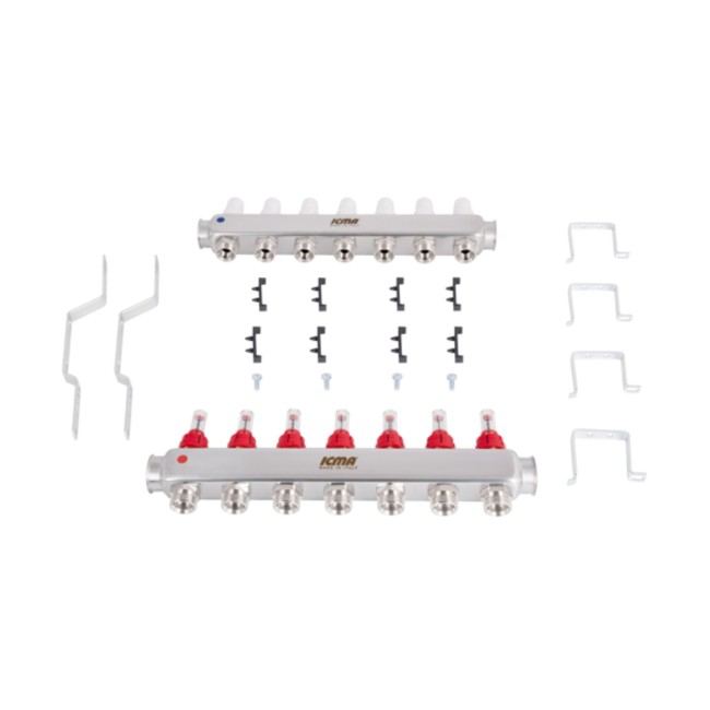 Коллектор с расходомерами (нерж.) 1"х7 Icma № К073