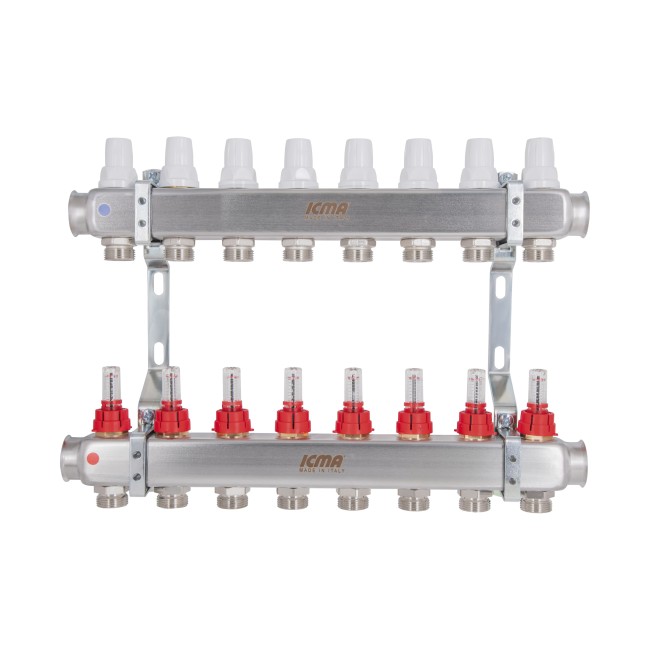 Колектор з витратомірами (нерж.) 1" х8 Icma № К073