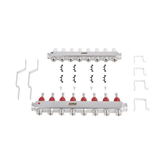 Колектор з витратомірами (нерж.) 1" х8 Icma № К073