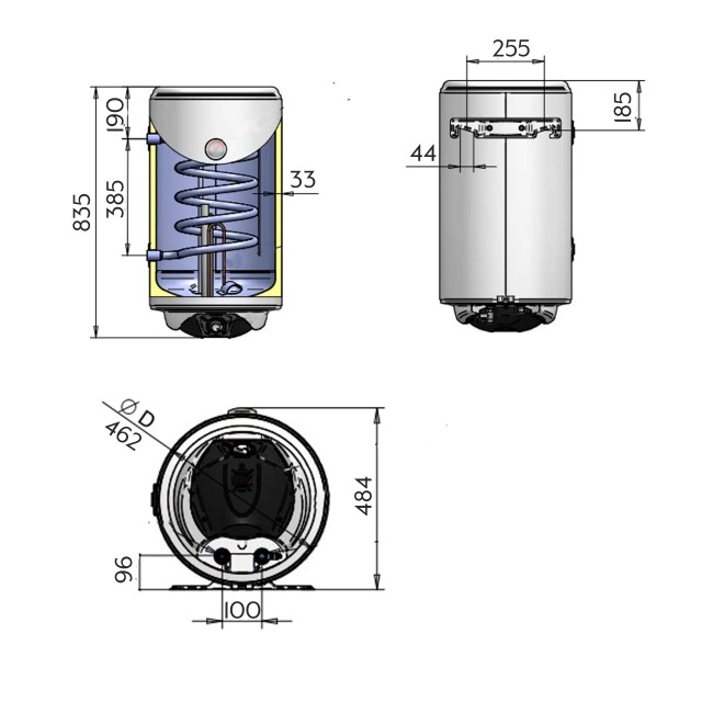Водонагреватель электрический комбинированный Thermo Alliance вертикальный 80 л. т.о. 0,24 кв.м правый, мокрый ТЭН 2,0 кВт (CWH 8044 4S R)