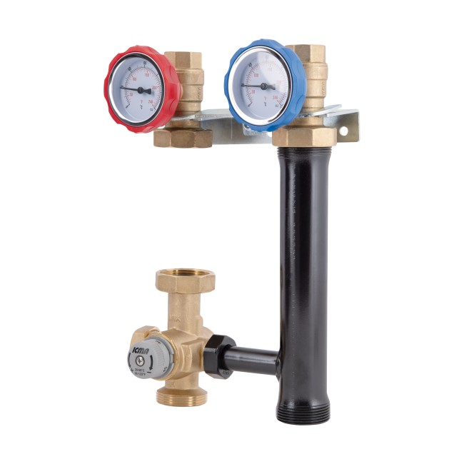 Насосная группа Icma с ручной регулировкой и термостатическим смесителем левое подключение 1 1/2"x3/4" №R004